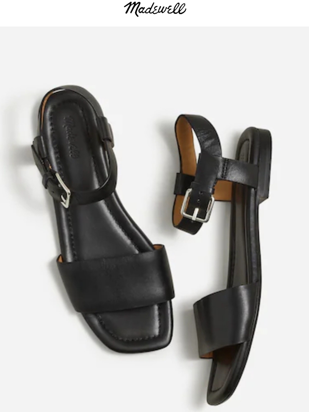 Madewell The Karla Ankle-Strap Sandal Black Leather Slingback Sandals Size 8